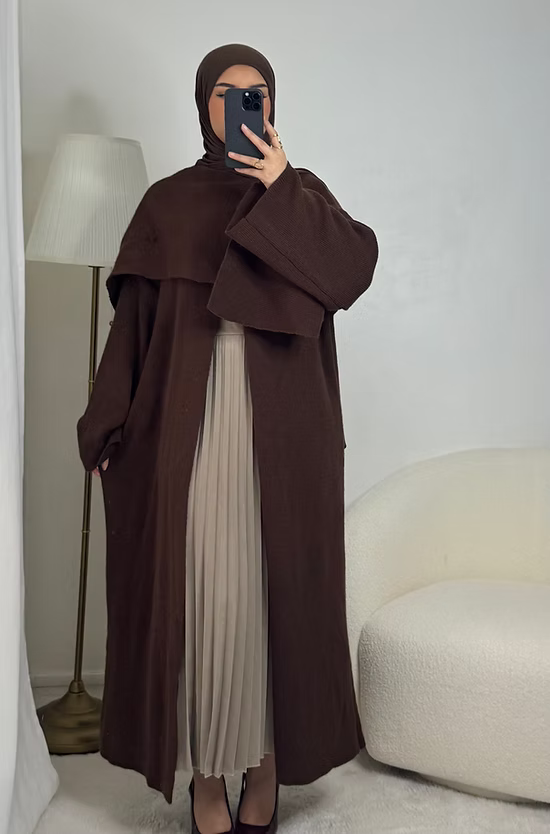 Cape longue en maille - choco -