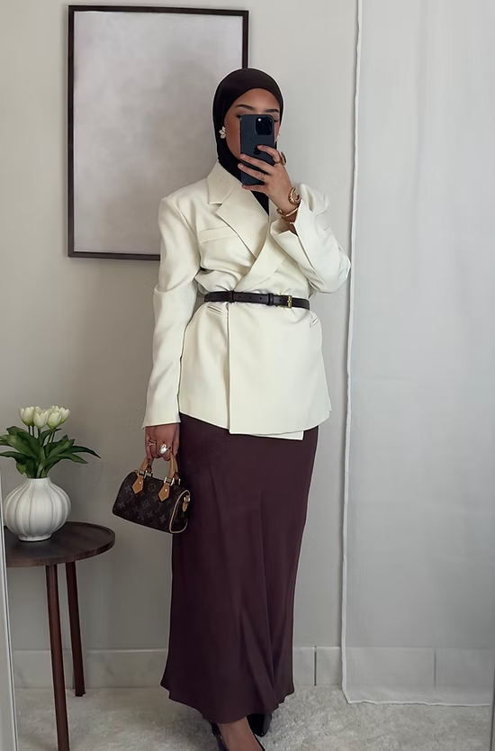 Manteau-blazer long - écru -