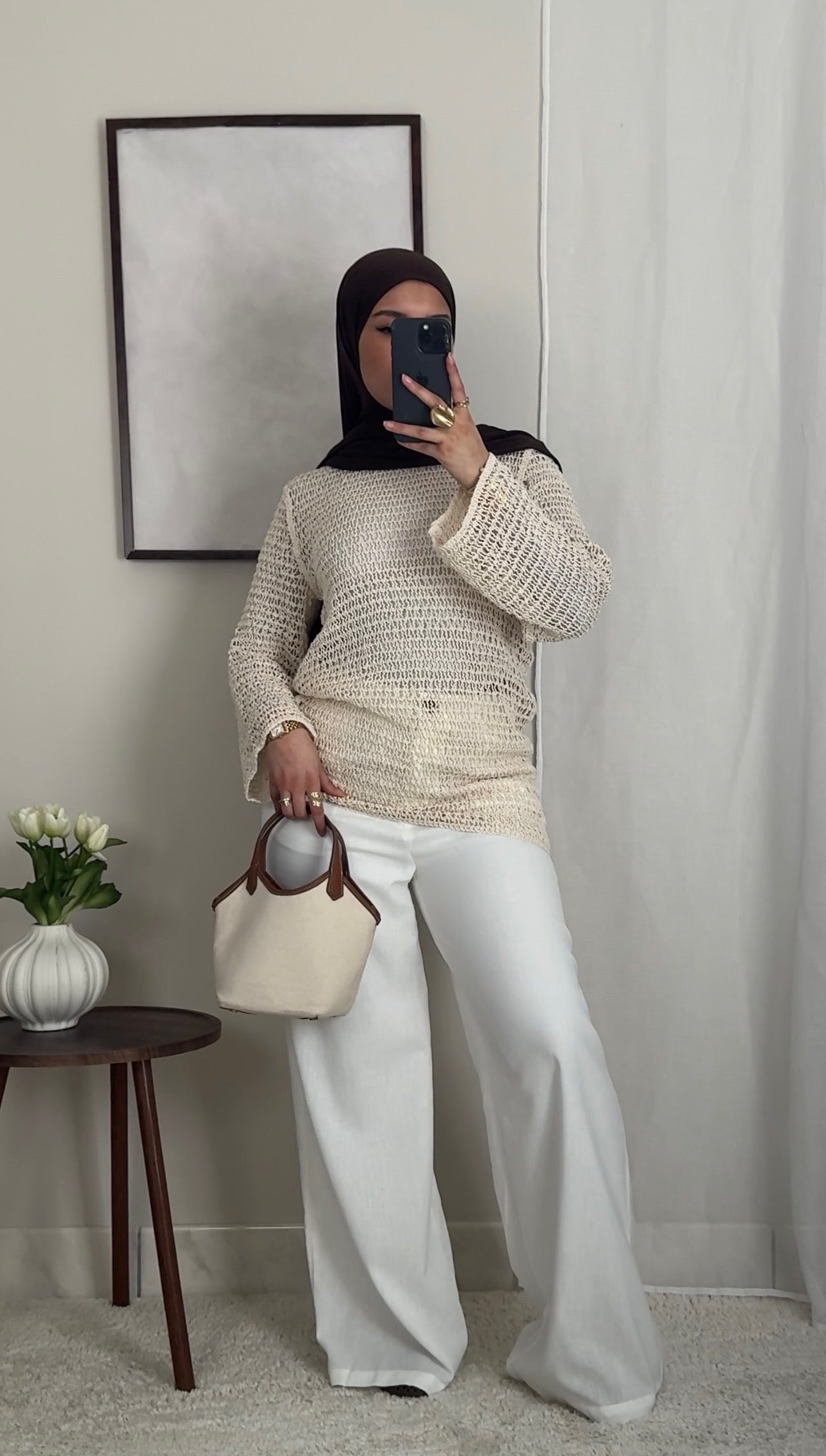 Top crochet beige