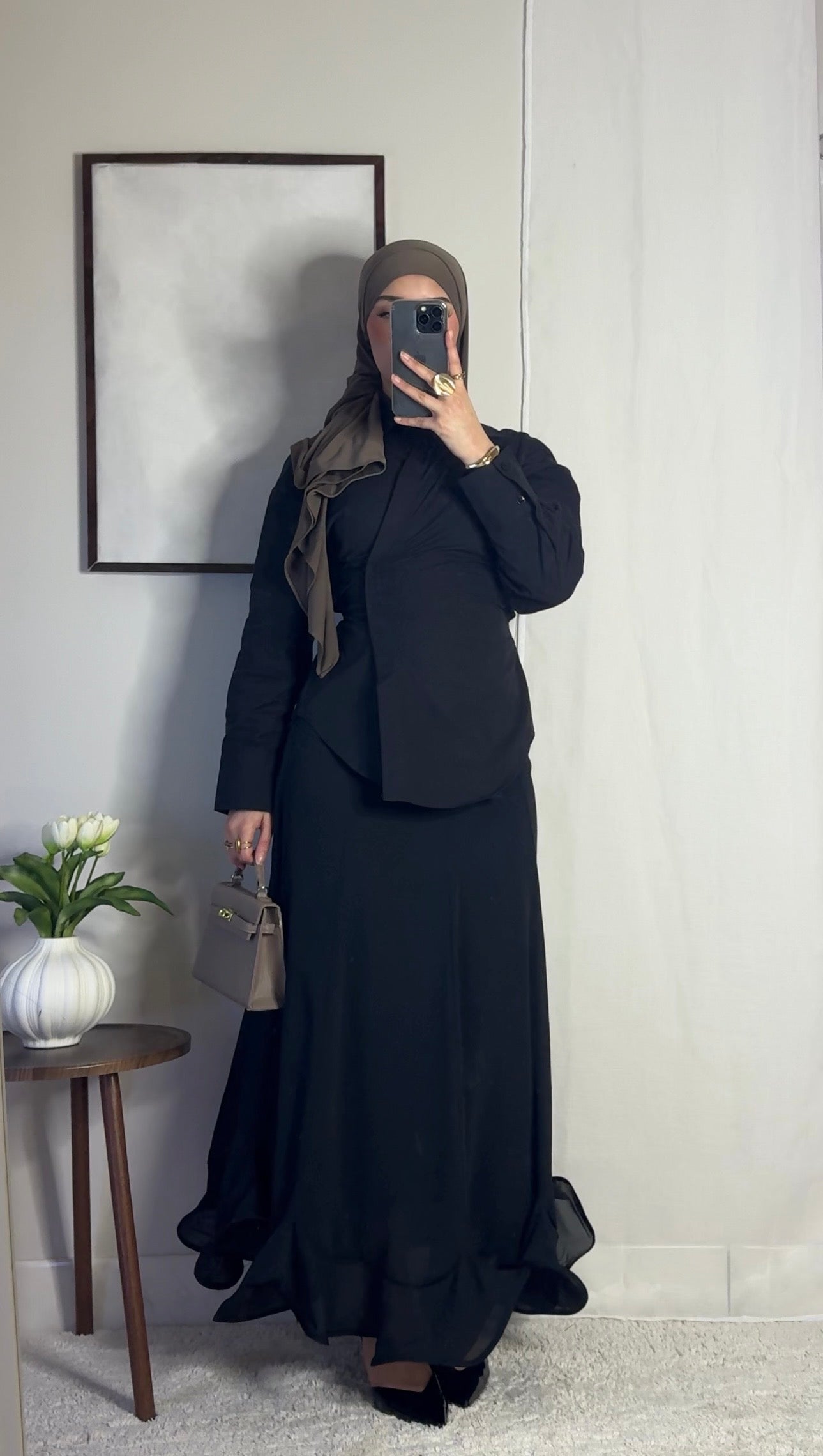 Chemise coton ajustable - noir -