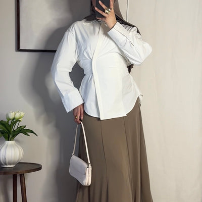 Chemise coton ajustable - blanc -