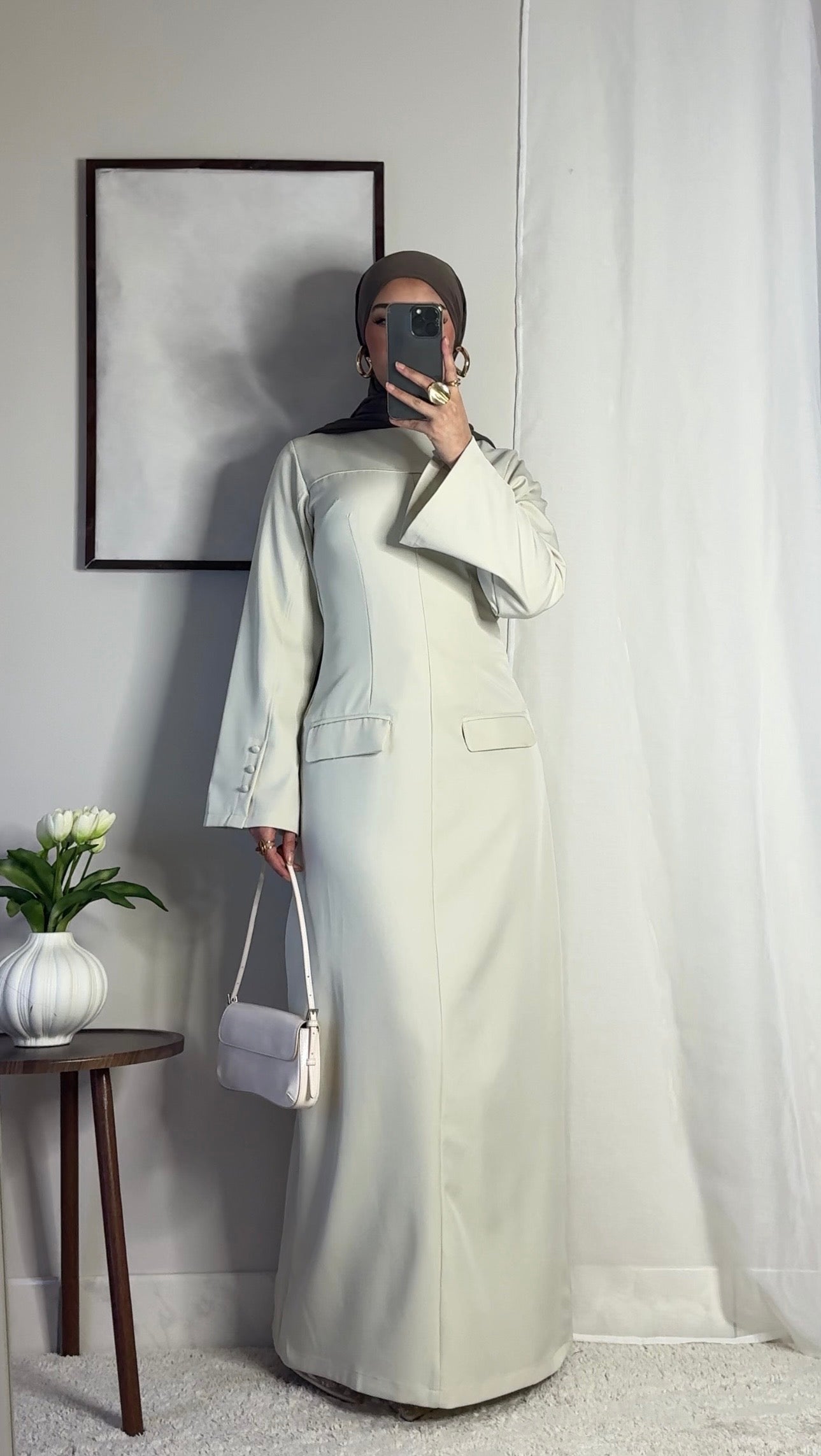 Robe longue structurée - écru -