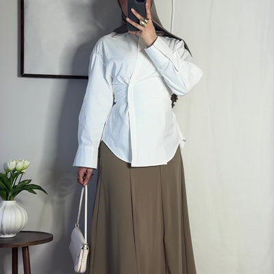 Chemise coton ajustable - blanc -