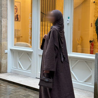 Manteau-kimono long - café -