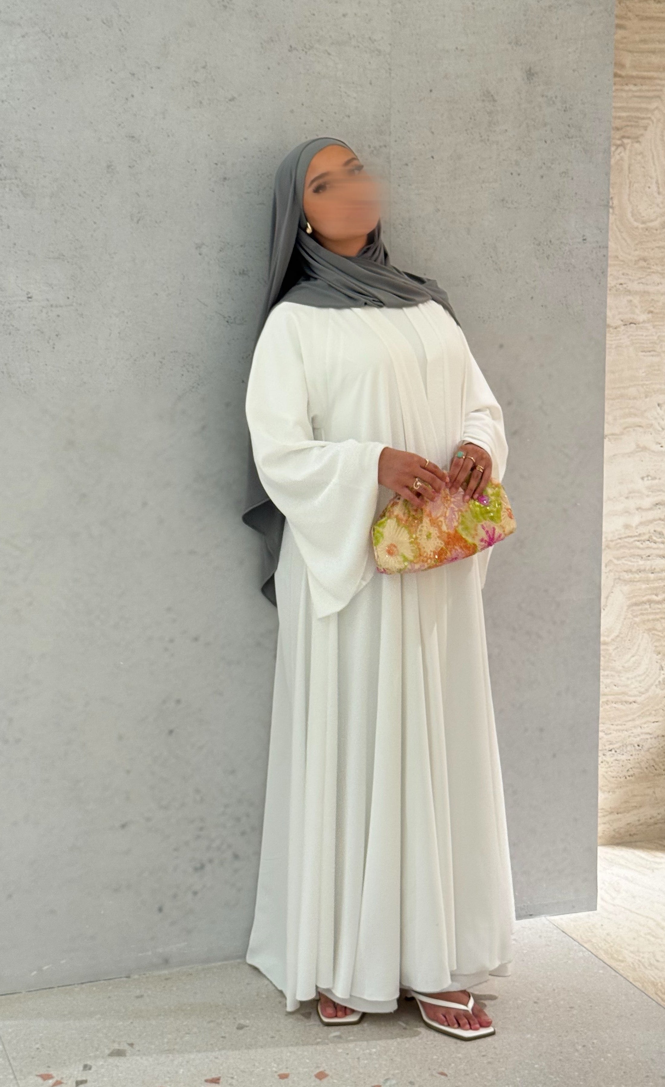 Abaya Nihel 4 pièces - blanc pur -