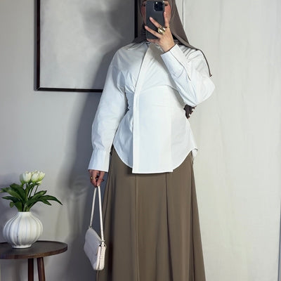 Chemise coton ajustable - blanc -