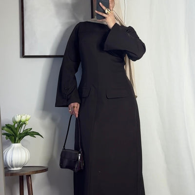 Robe longue structurée - café -