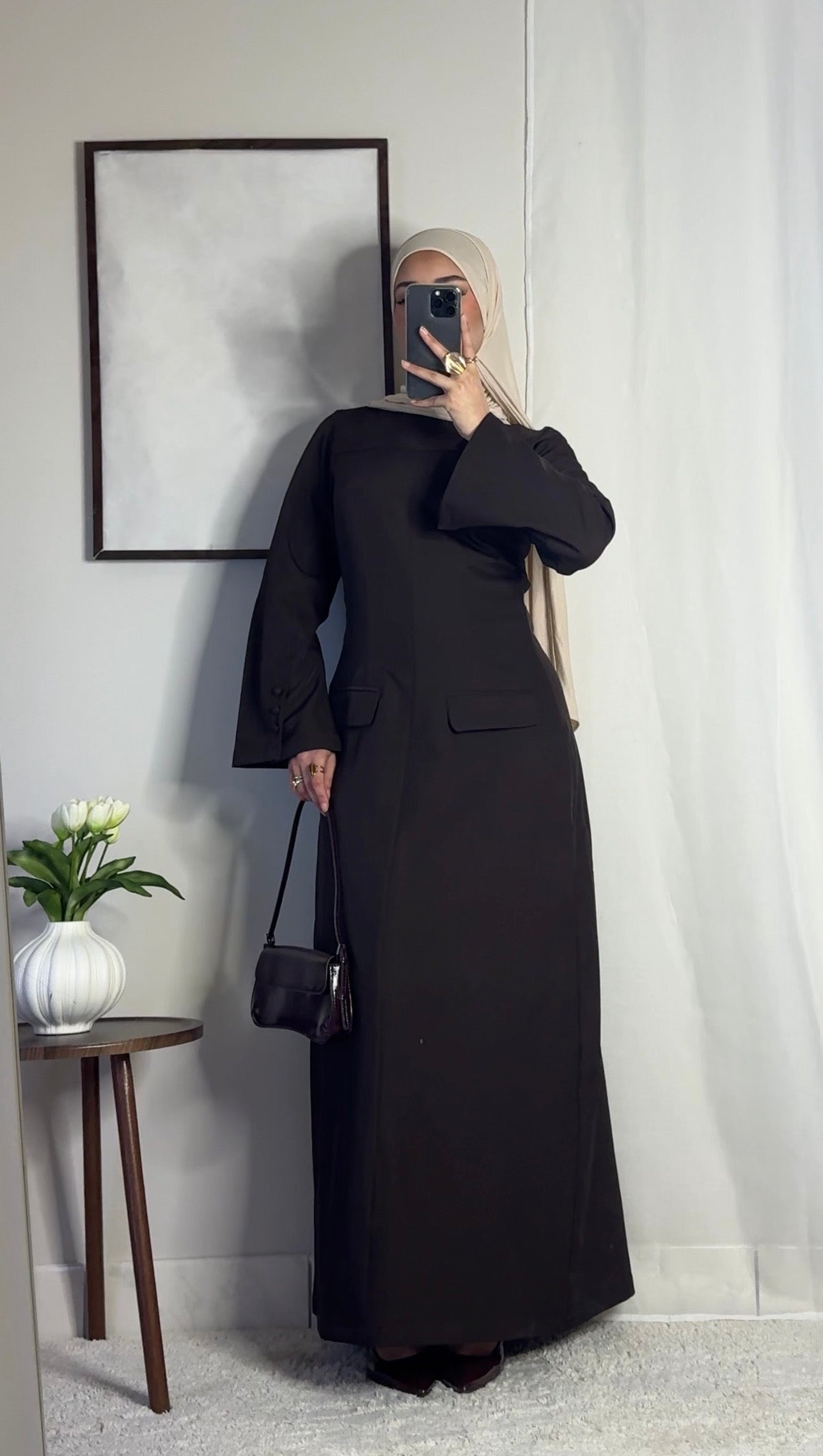 Robe longue structurée - café -