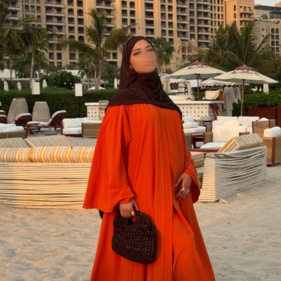 Abaya Nihel 4 pièces - orange - [PRÉCOMMANDE]