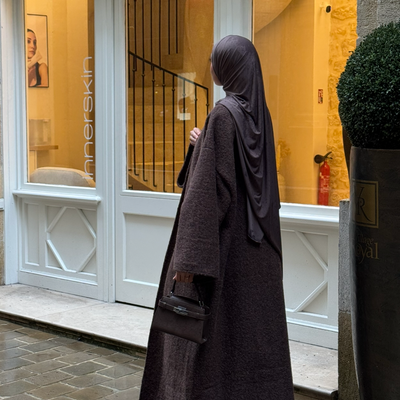 Manteau-kimono long - café -