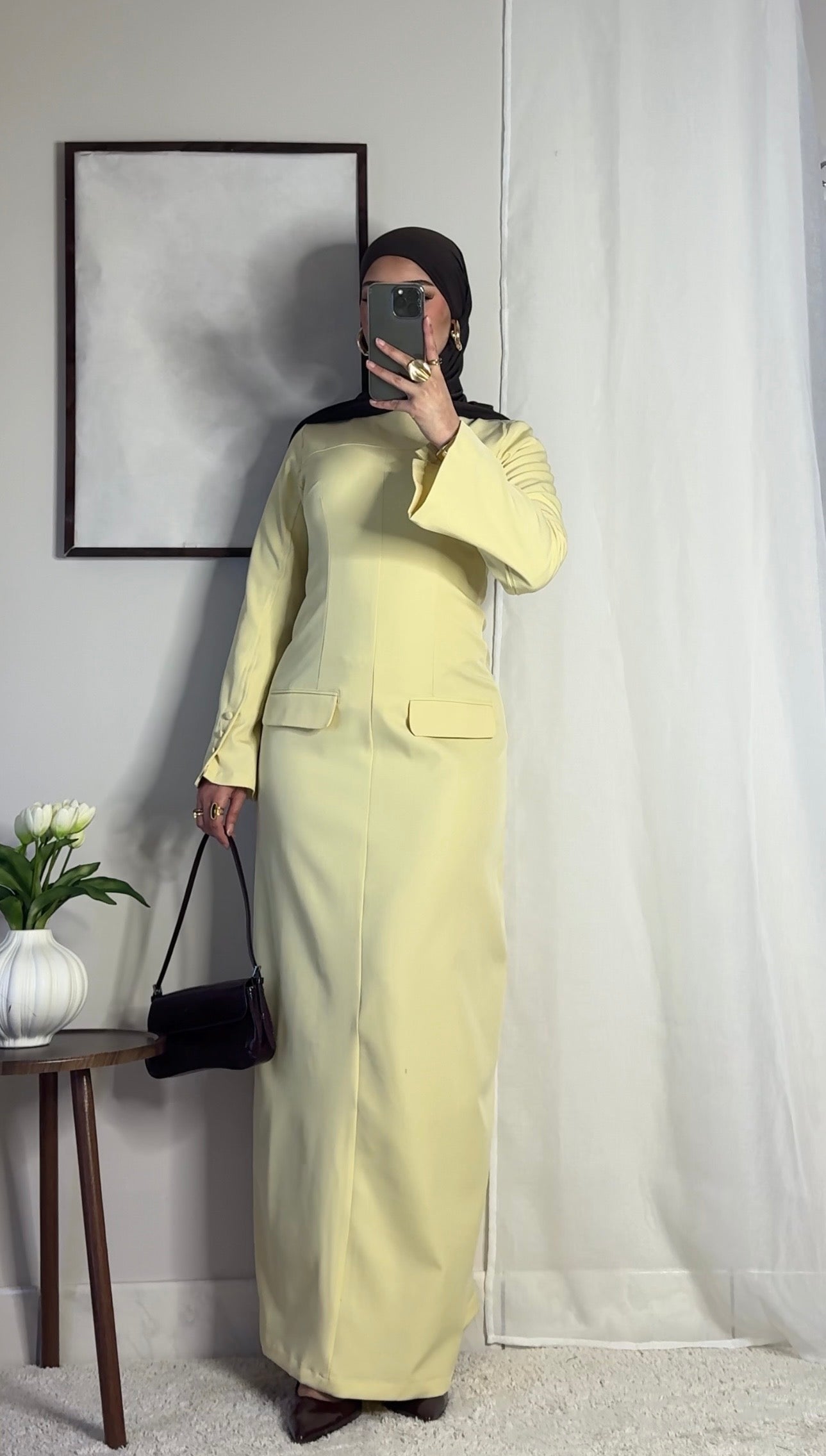 Robe longue structurée - jaune -