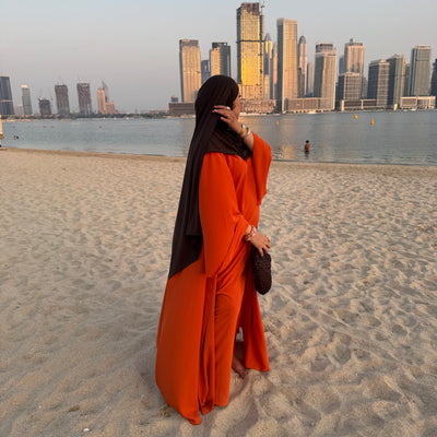 Abaya Nihel 4 pièces - orange - [PRÉCOMMANDE]