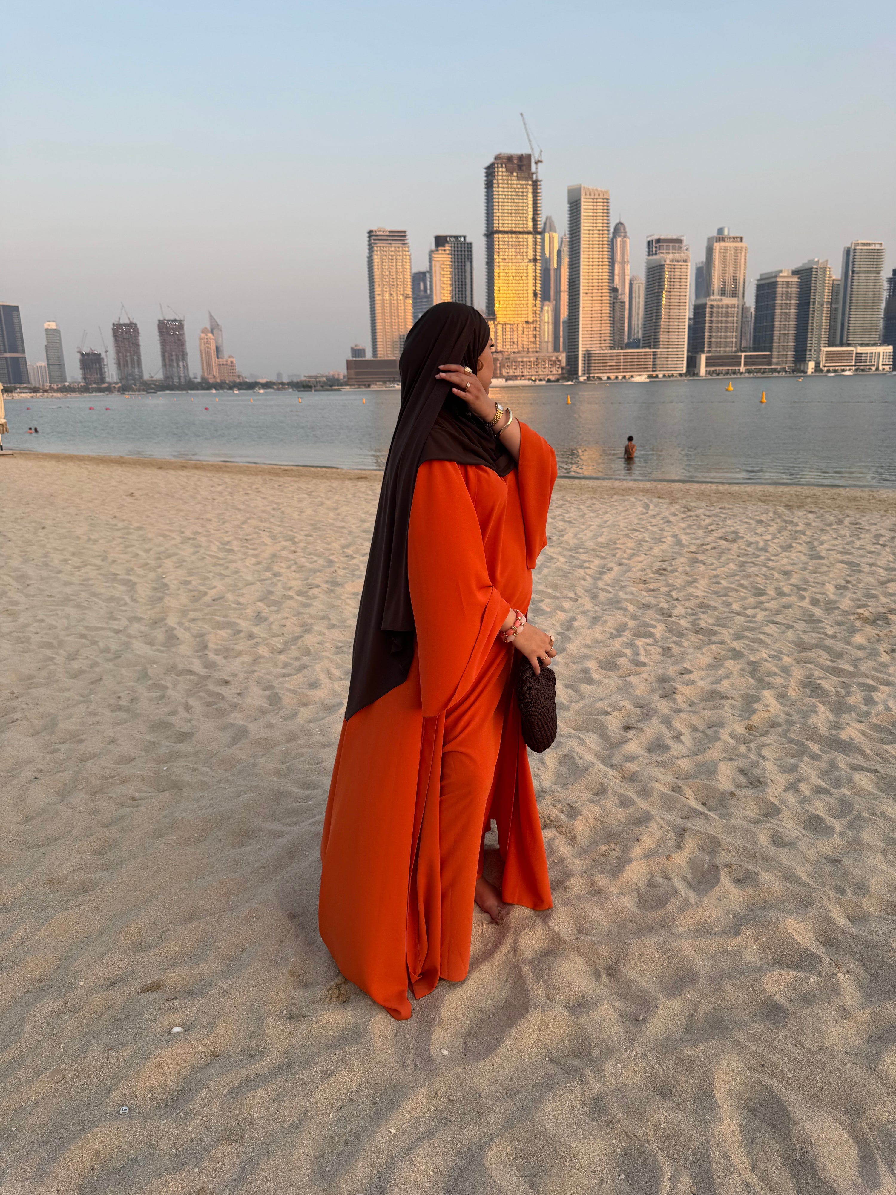 Abaya Nihel 4 pièces - orange - [PRÉCOMMANDE]