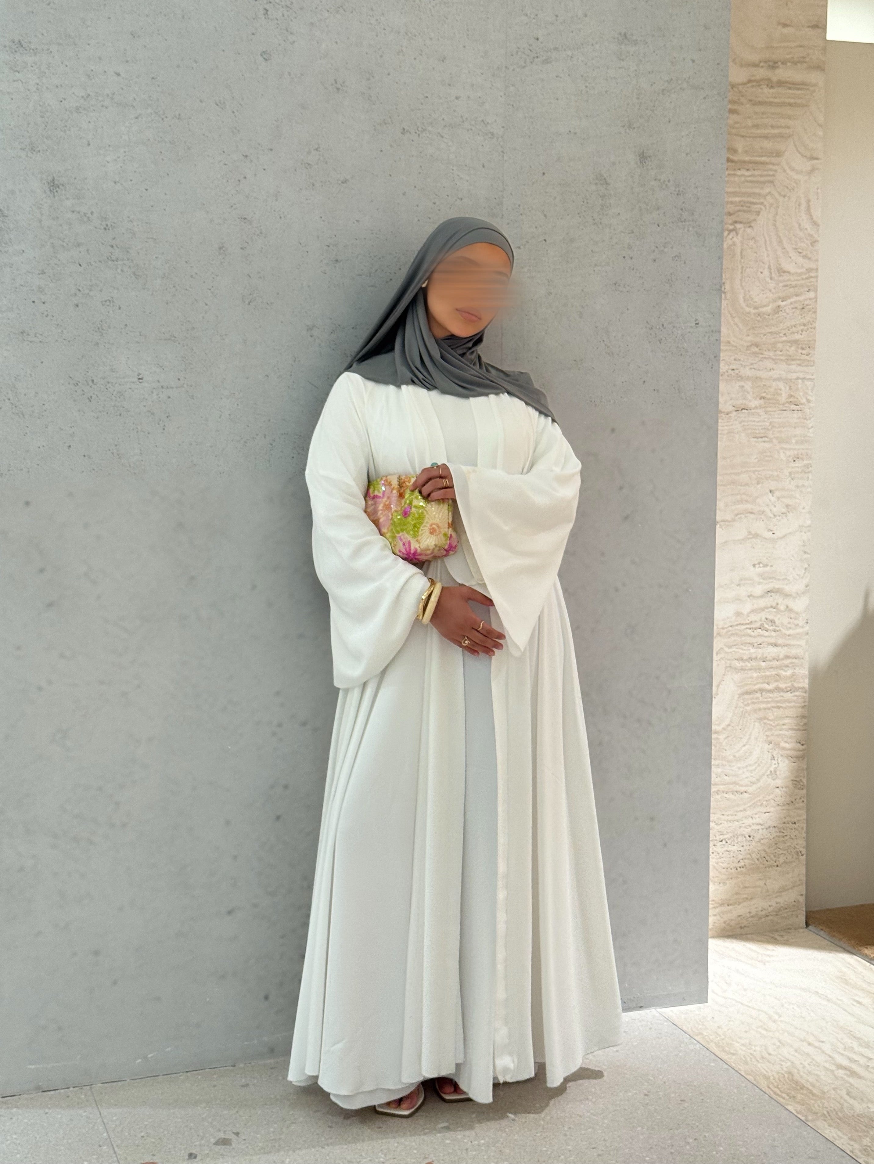 Abaya Nihel 4 pièces - blanc pur -