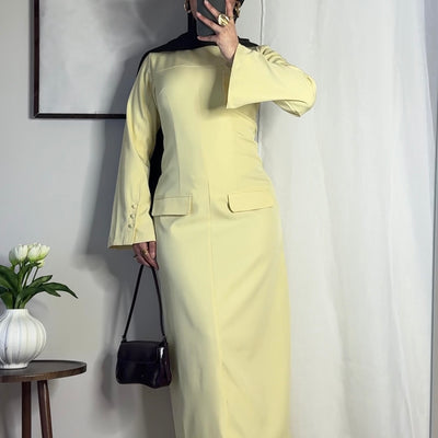 Robe longue structurée - jaune -