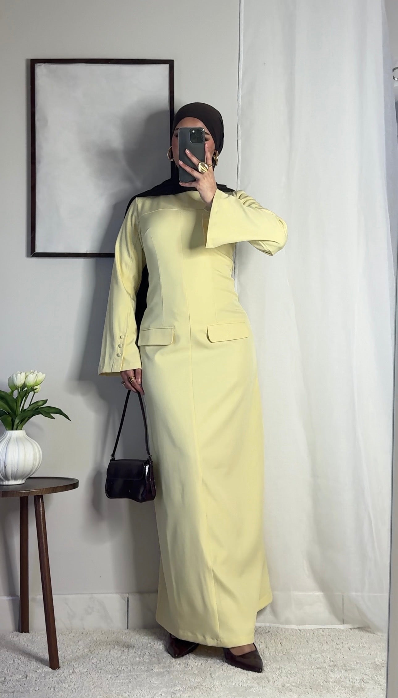 Robe longue structurée - jaune -