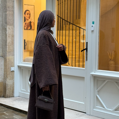 Manteau-kimono long - café -