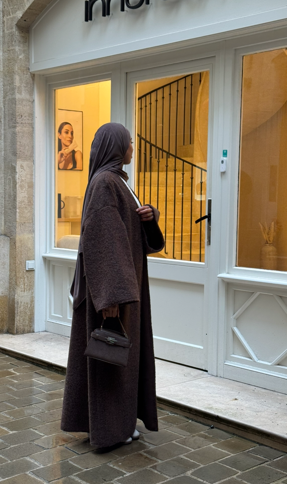 Manteau-kimono long - café -