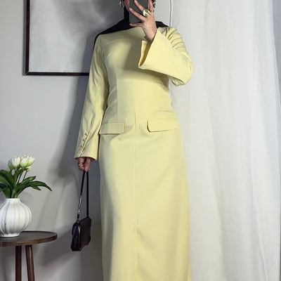 Robe longue structurée - jaune -
