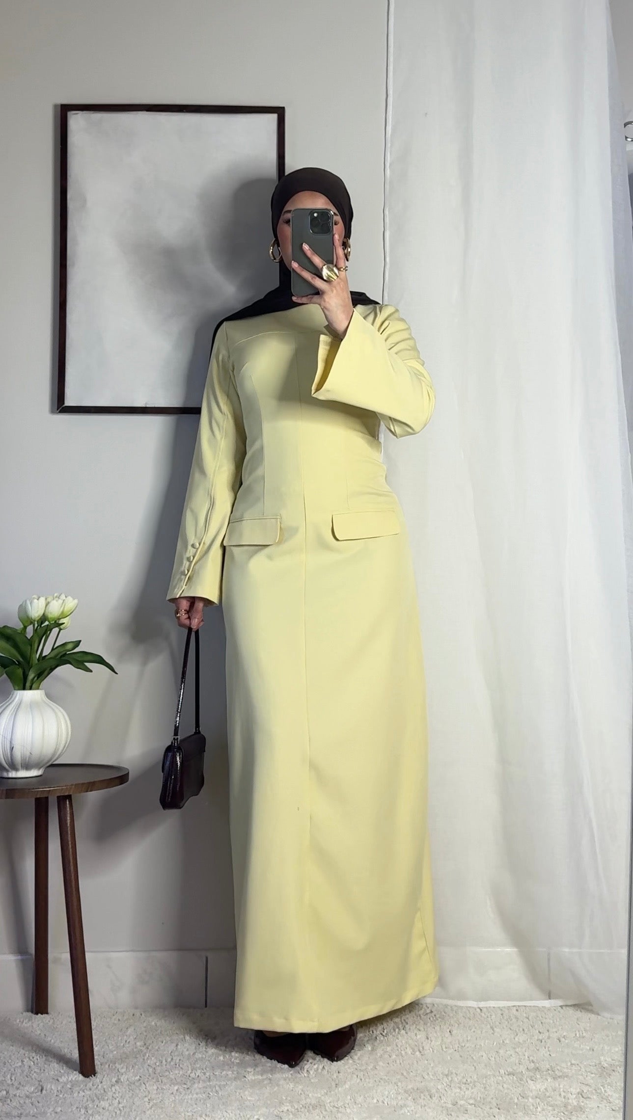 Robe longue structurée - jaune -