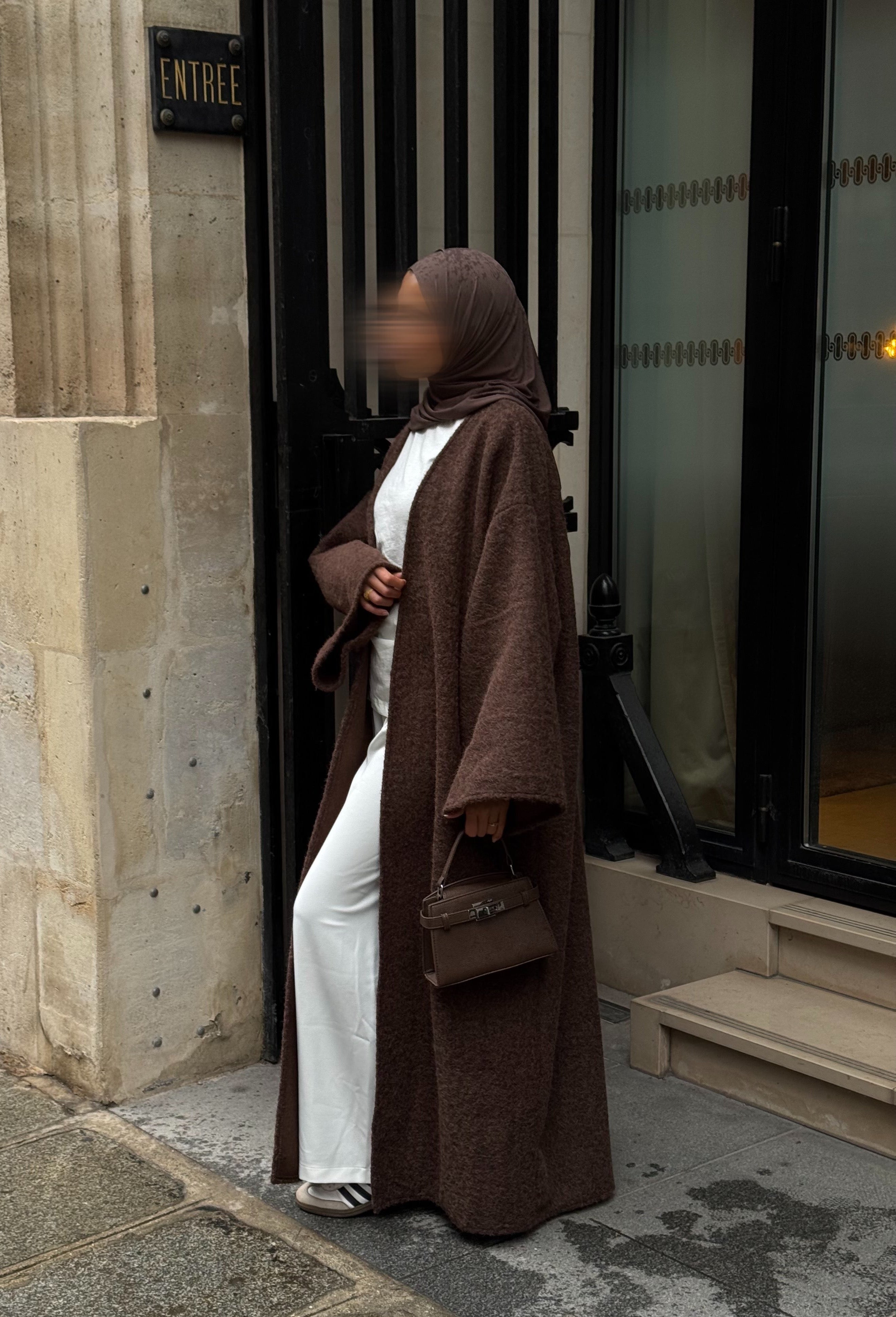 Manteau-kimono long - café -