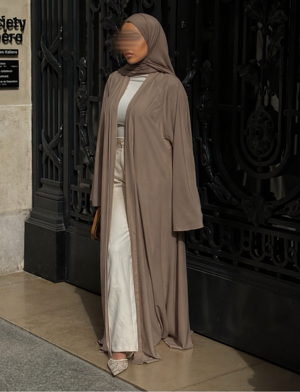 Abaya Nihel 4 pièces - taupe -
