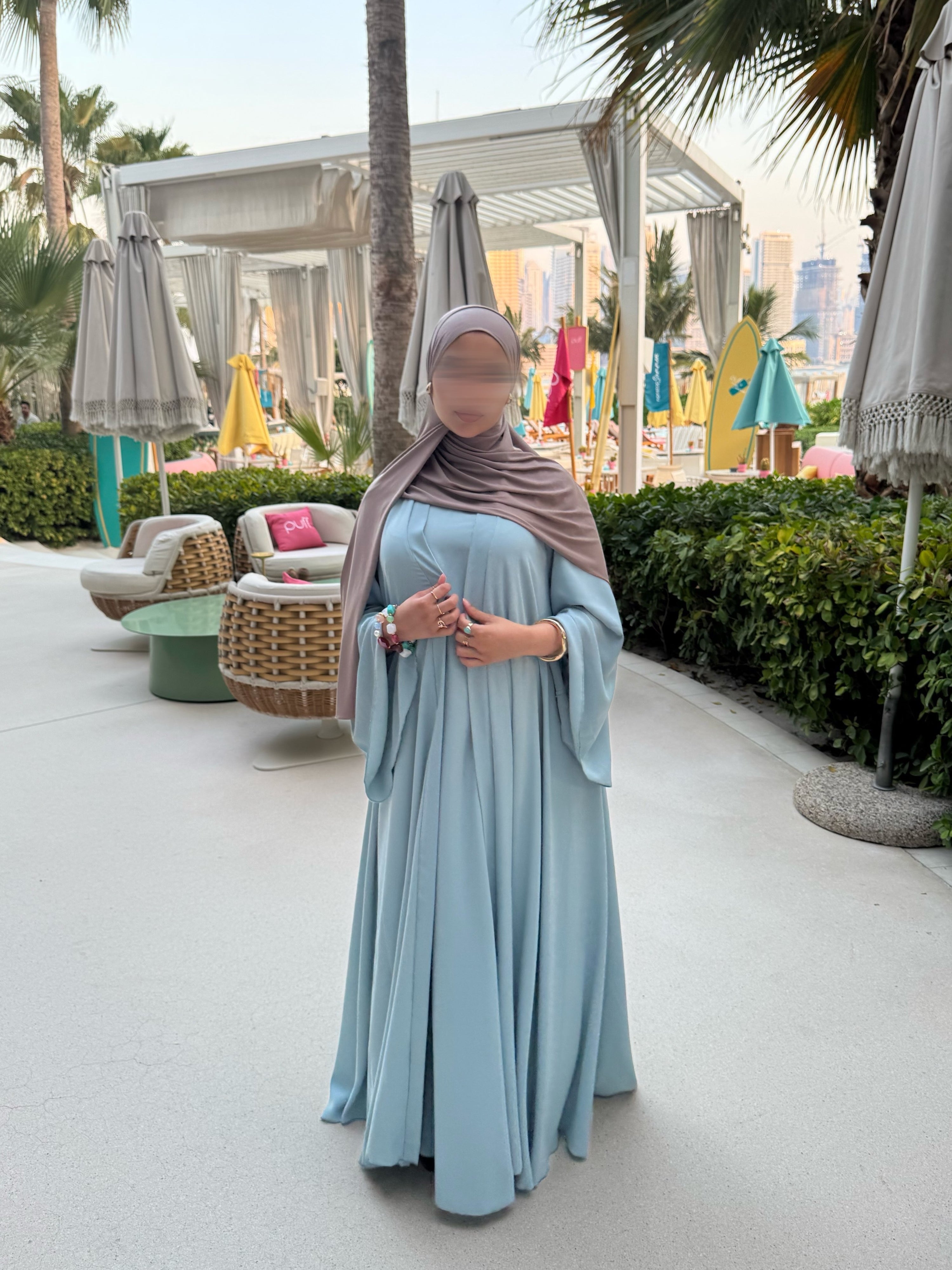 Abaya Nihel 4 pièces - baby blue -