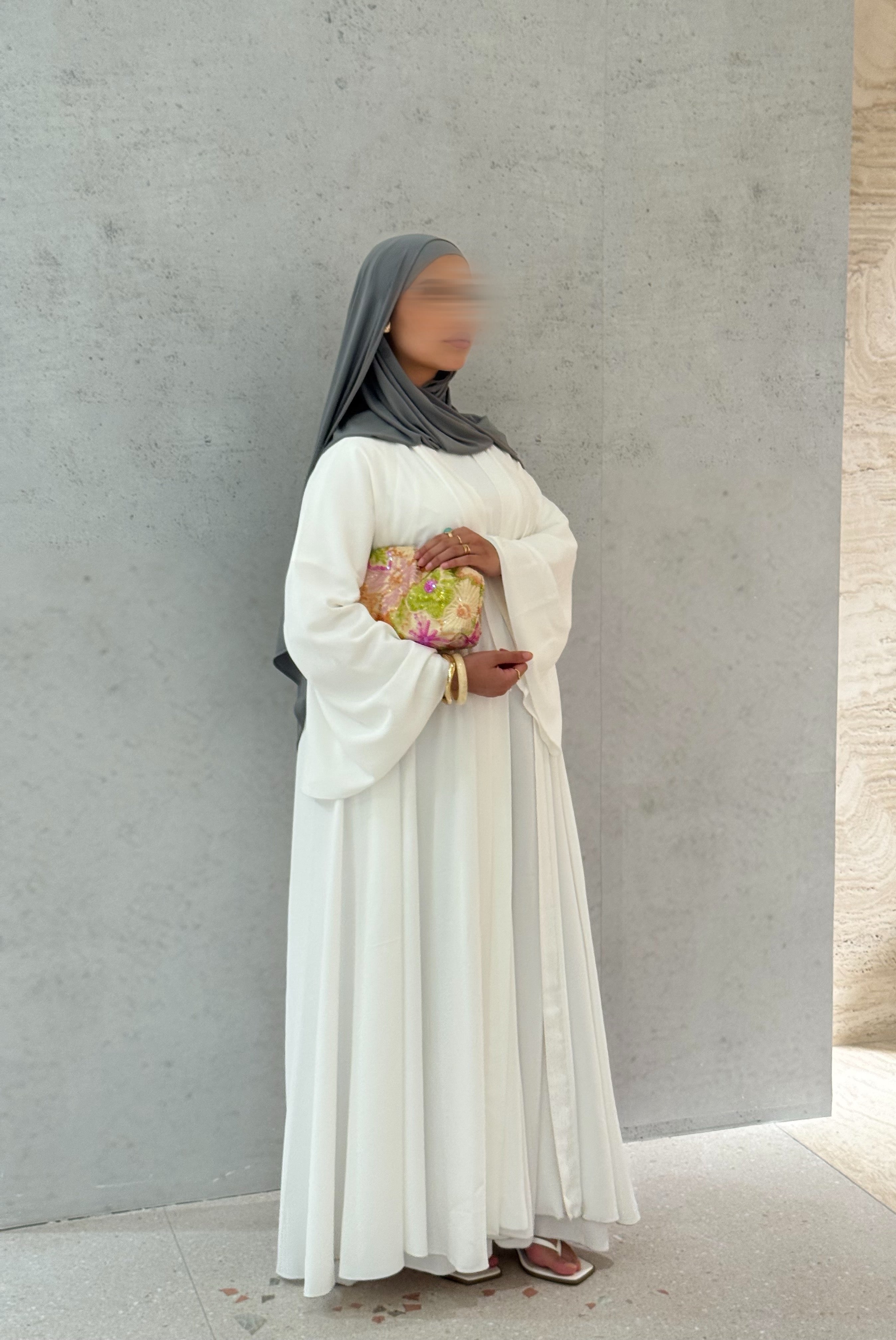 Abaya Nihel 4 pièces - blanc pur -
