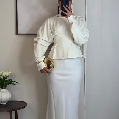 Jupe fluide satinée - blanc -