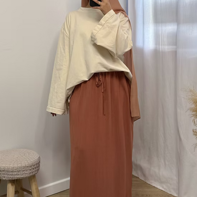 Jupe en lin - orange -