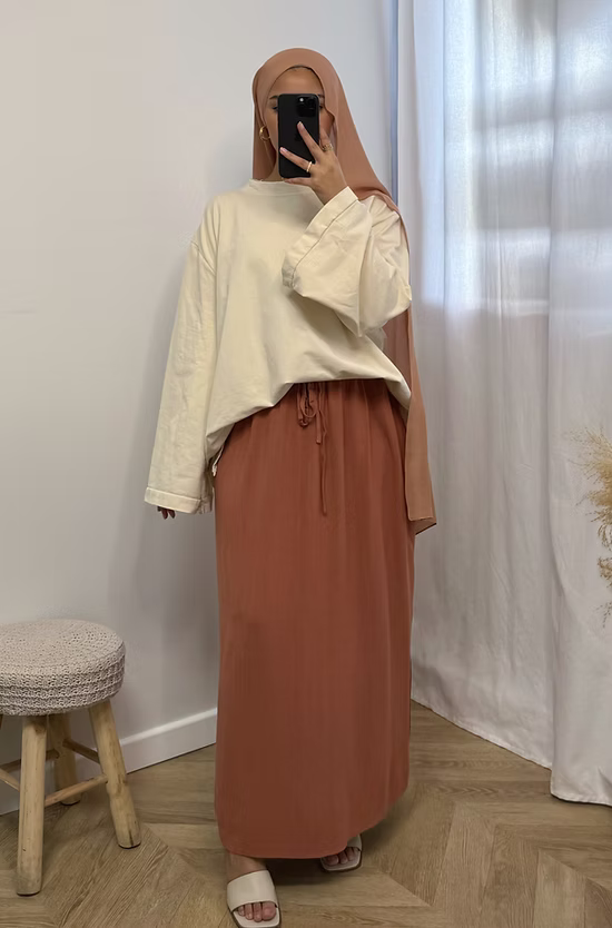 Jupe en lin - orange -