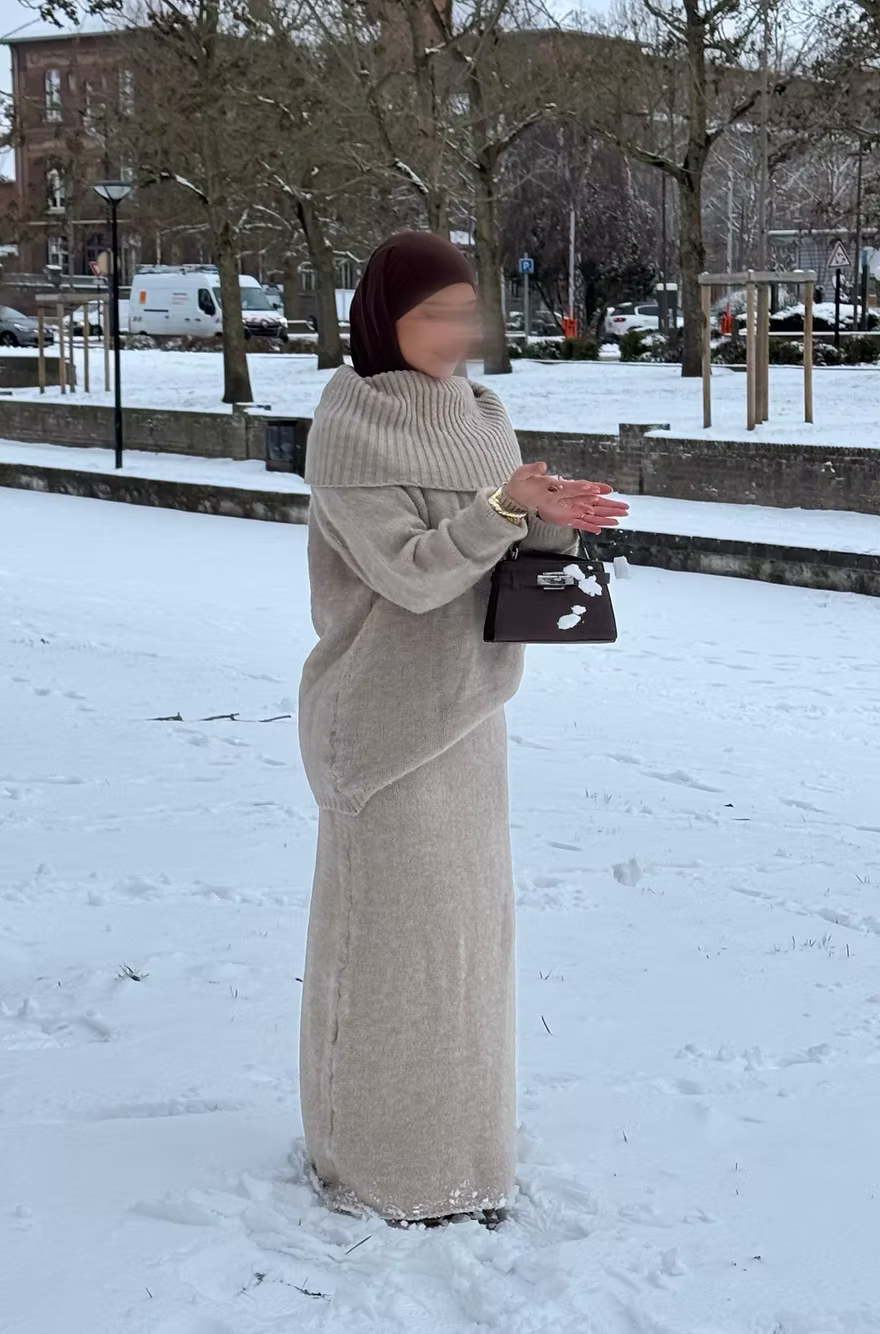 Ensemble en laine col bâteau - sand -