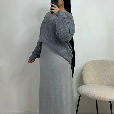 Pull col V - gris -
