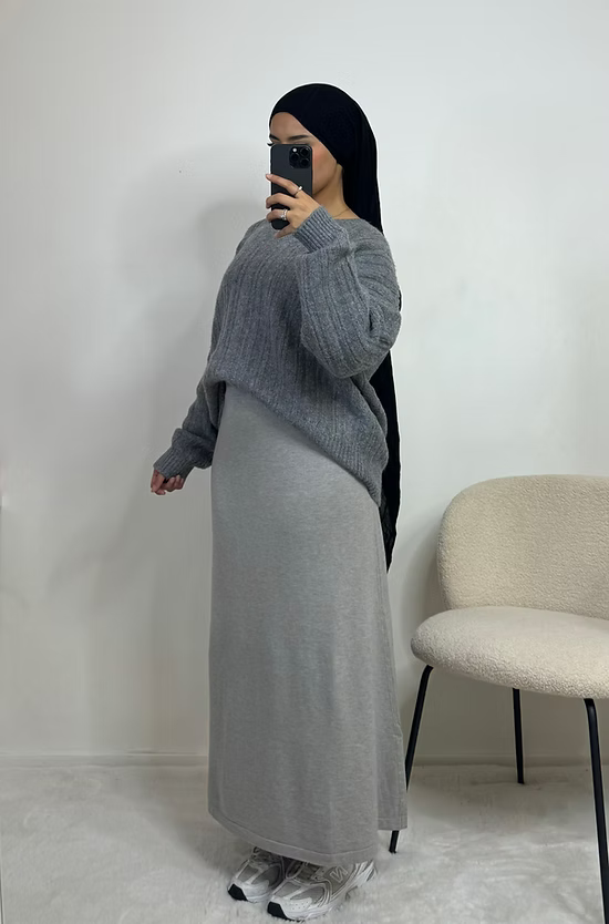 Pull col V - gris -