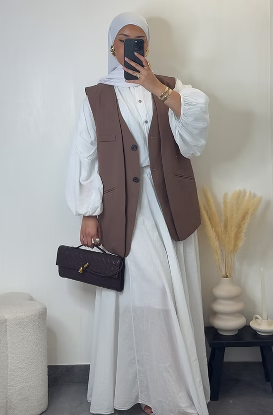 Blazer sans manches doublé - marron -