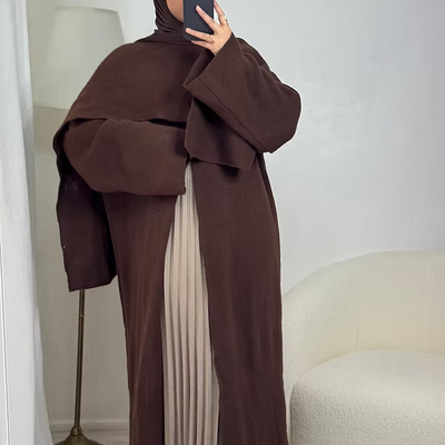 Cape longue en maille - choco -