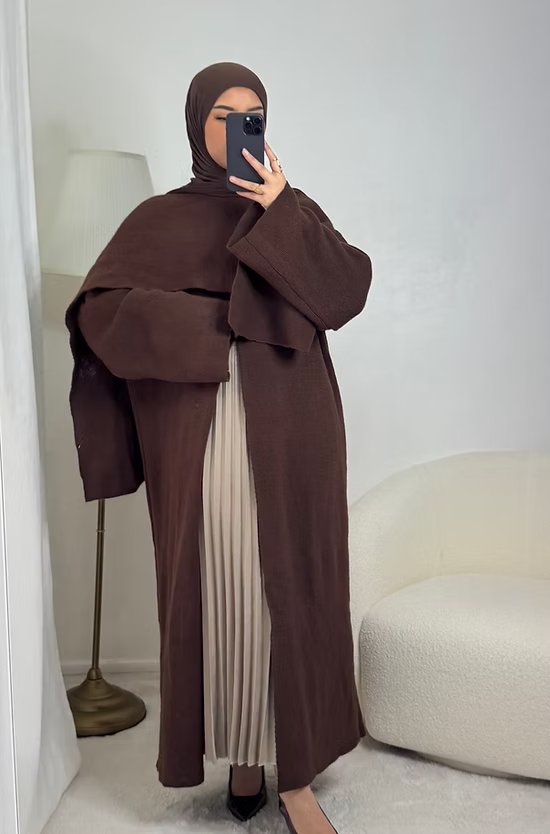 Cape longue en maille - choco -