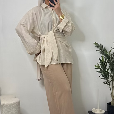 Chemise en lin à nouer - écru -