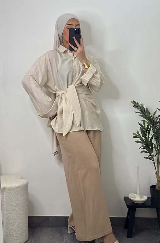 Chemise en lin à nouer - écru -