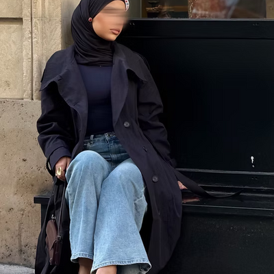 Trench-coat col bâteau - noir -