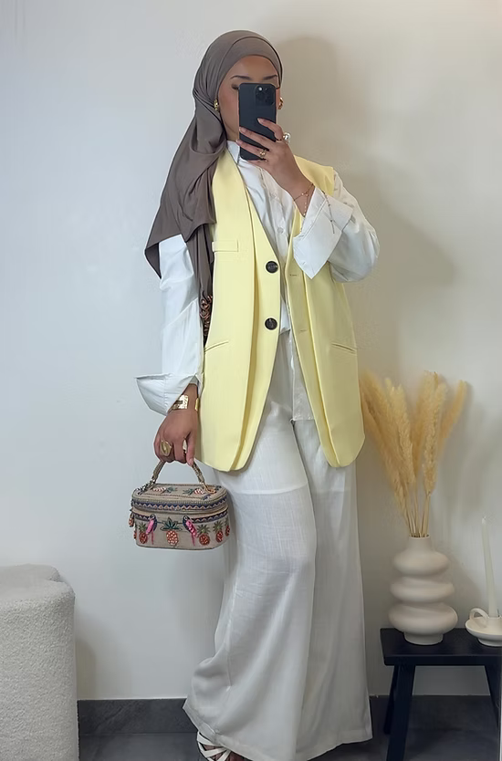 Blazer sans manches doublé - jaune -