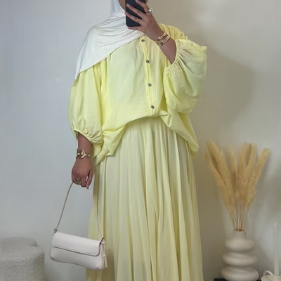 Jupe 100% coton - jaune -