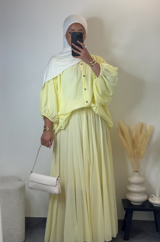 Jupe 100% coton - jaune -