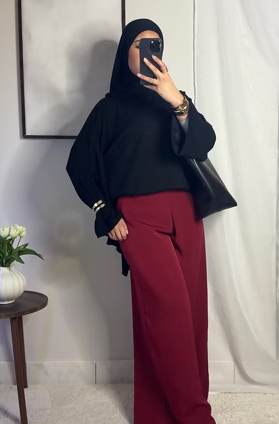 Pantalon fluide palazzo - bordeaux