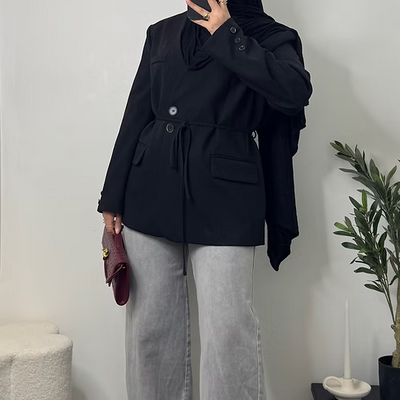 Blazer avec ficelle - noir -