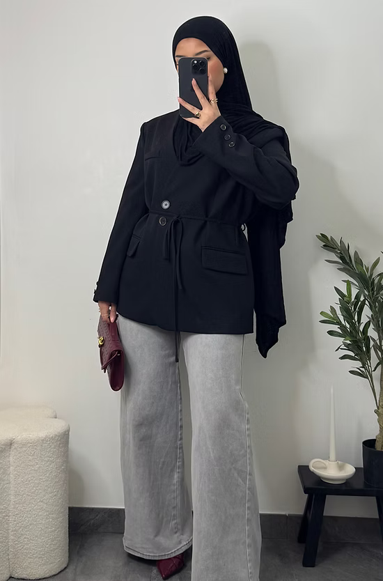 Blazer avec ficelle - noir -