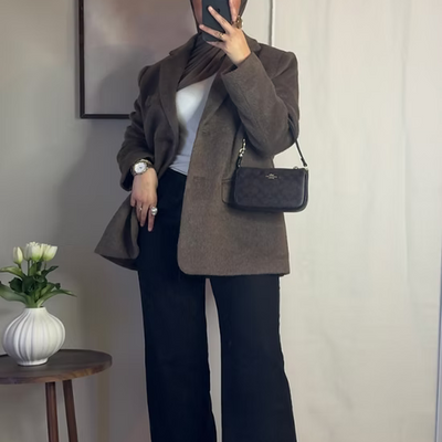 Blazer fourrure - café -