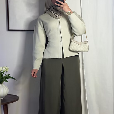 Pantalon fluide palazzo - kaki -