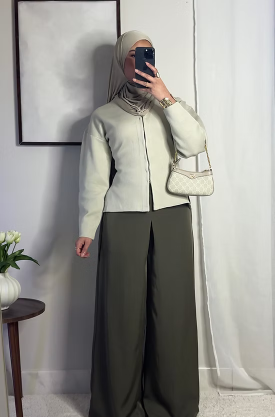 Pantalon fluide palazzo - kaki -