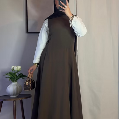 Robe classique sans manches - café -